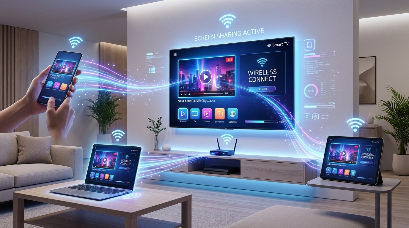 שיתוף מסך בין כל המכשירים לטלוויזיה Miracast Chromecast AirPlay HDMI